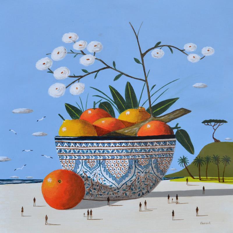 Painting Coupe de fruits by Lionnet Pascal | Painting Surrealism Acrylic Landscapes, Marine, still-life