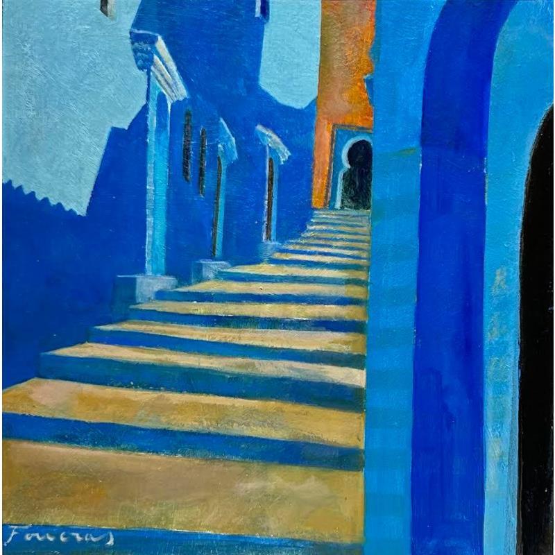 Painting La ville bleue by Foucras François | Painting Figurative Acrylic