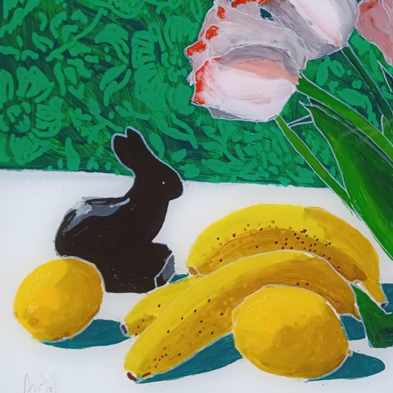 Peinture Le lapin aux citrons par Auriol Philippe | Tableau Figuratif Natures mortes Plexiglas Acrylique Posca