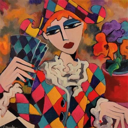 Painting Arlequin by Fauve | Painting Figurative Acrylic Life style