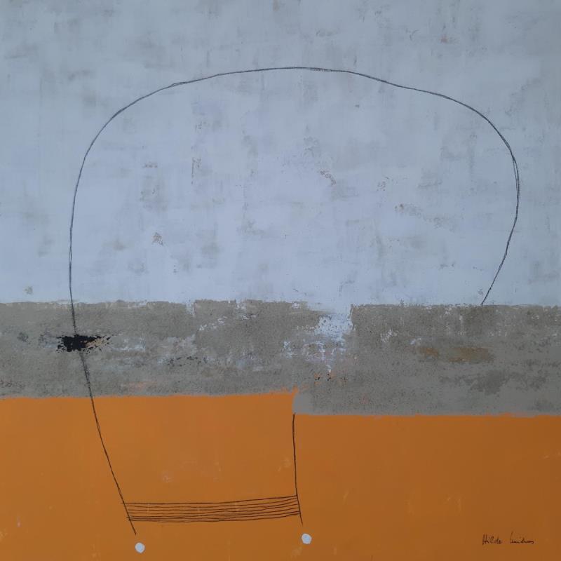 Peinture abstract orange E 4 par Wilms Hilde | Tableau Abstrait Minimaliste Collage
