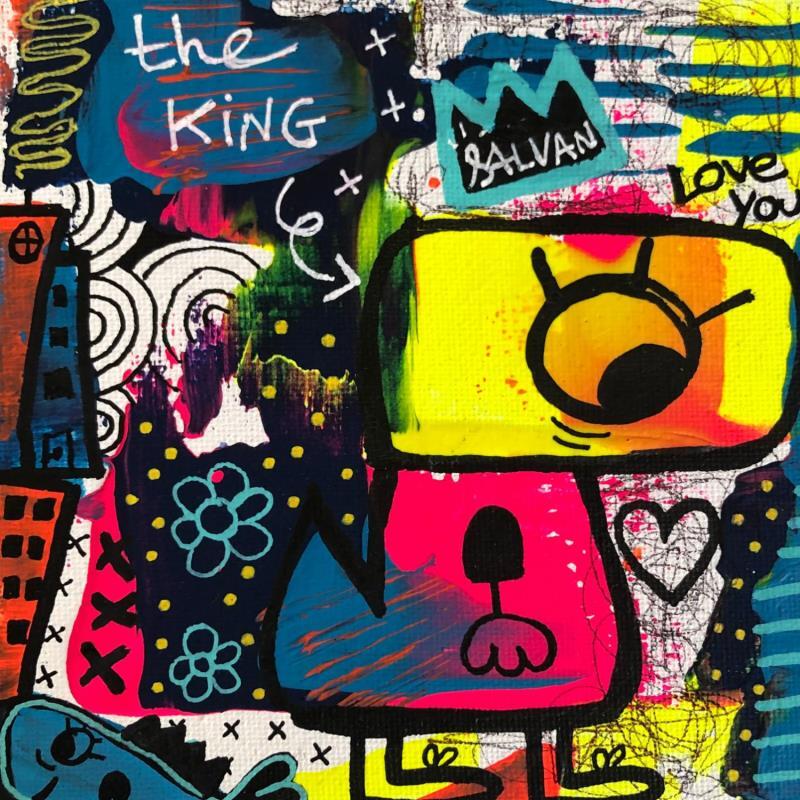 Painting the king  by Salvan Pauline  | Painting Pop art Mixed Acrylic Landscapes Animals