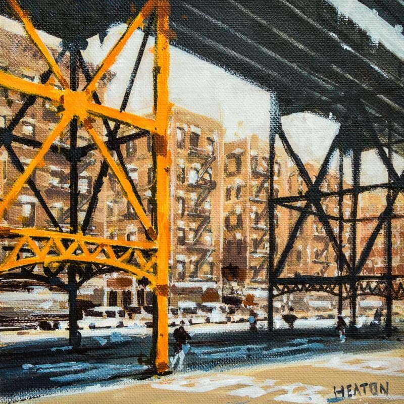 Painting Unoerneath the highrise by Heaton Rudyard | Painting Figurative Urban Oil Acrylic