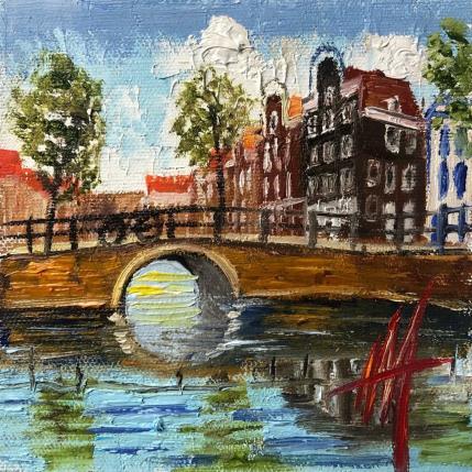 Peinture Amsterdam. Leidsegracht view par De Jong Marcel | Tableau Figuratif Huile Paysages, Urbain