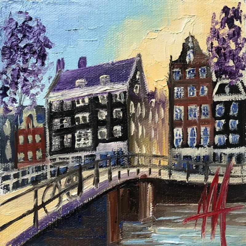 Painting Amsterdam. Blauwburgwal view by De Jong Marcel | Painting Figurative Oil Landscapes, Urban