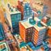 Peinture New York building par Heaton Rudyard | Tableau Figuratif Huile Vues urbaines