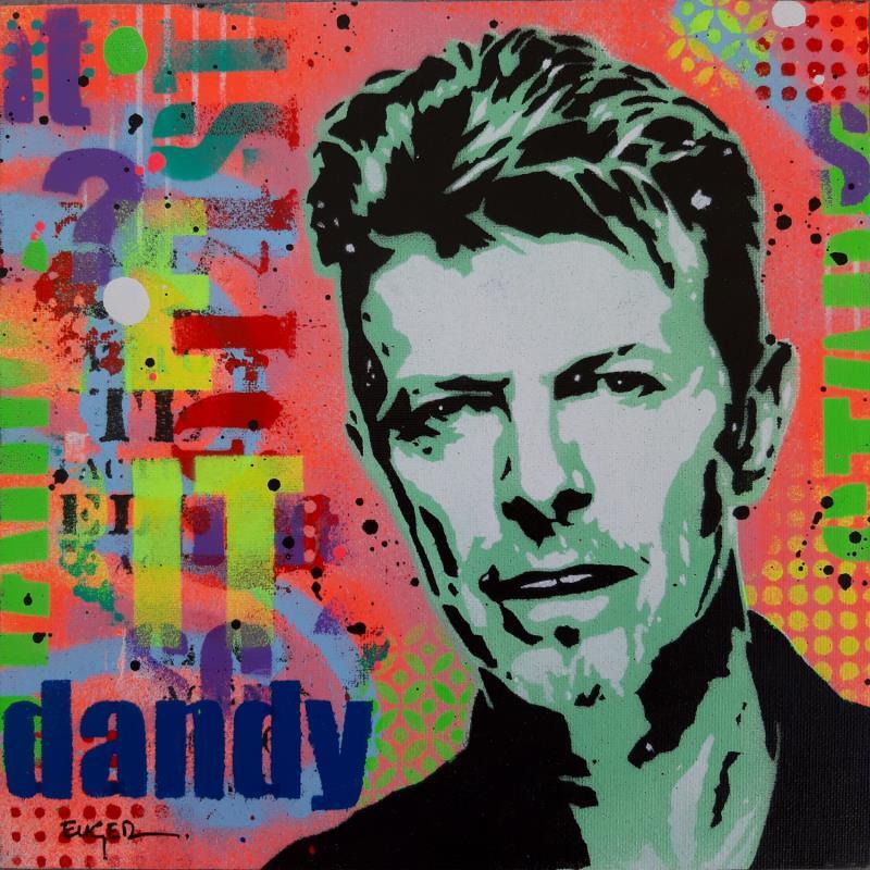 Painting BOWIE DANDY by Euger Philippe | Painting Pop-art Pop icons Graffiti Acrylic Gluing