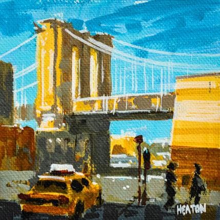 Painting Bridge and taxi by Heaton Rudyard | Painting Figurative Acrylic, Oil Urban
