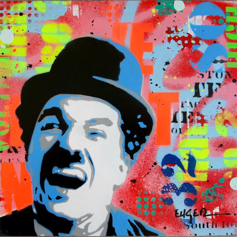 Painting CHARLIE CHAPLIN by Euger Philippe | Painting Pop-art Pop icons Graffiti Acrylic Gluing