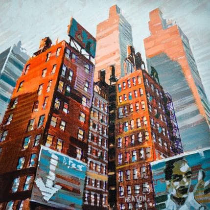 Painting Rising neighborhood by Heaton Rudyard | Painting Figurative Acrylic, Oil Urban
