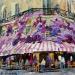 Painting Café aux fleurs violettes  by Novokhatska Olga | Painting Figurative Urban Oil