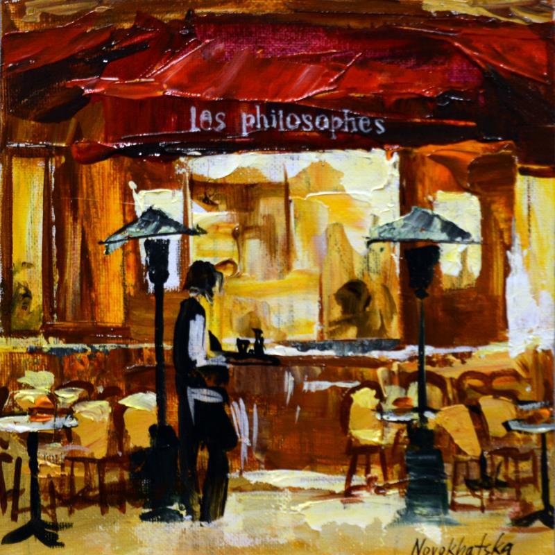 Painting Café les Philosophes by Novokhatska Olga | Painting Figurative Urban Oil