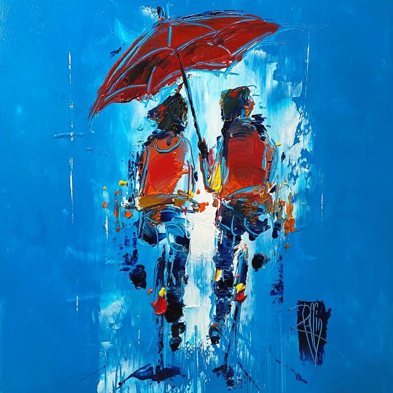 Painting Sous ton Parapluie by Raffin Christian | Painting Figurative Acrylic, Oil Life style