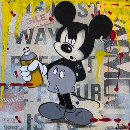 Gemälde Mickey peintre von Marie G.  | Gemälde Pop-Art Acryl Pop-Ikonen