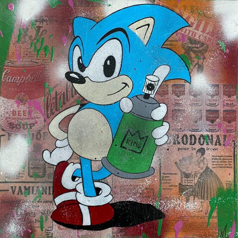 Gemälde Sonic King von Marie G.  | Gemälde Pop-Art Pop-Ikonen Acryl