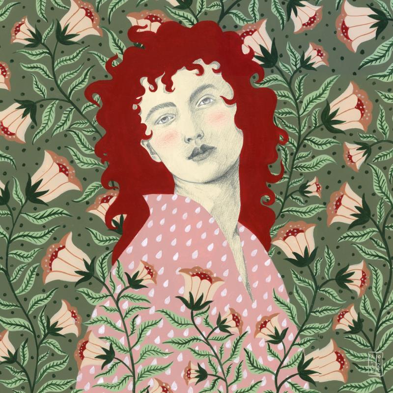 Painting Romy by Alie Loizel | Painting Naive art Acrylic Portrait