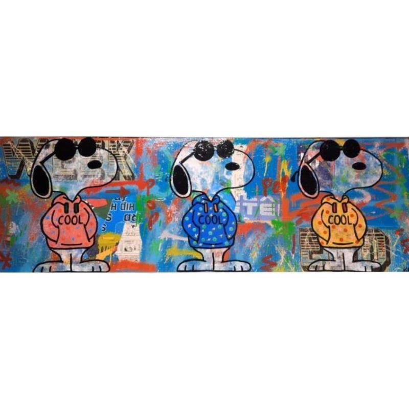 Peinture Snoopy cool by 3 par Kikayou | Tableau Pop-art Icones Pop Graffiti