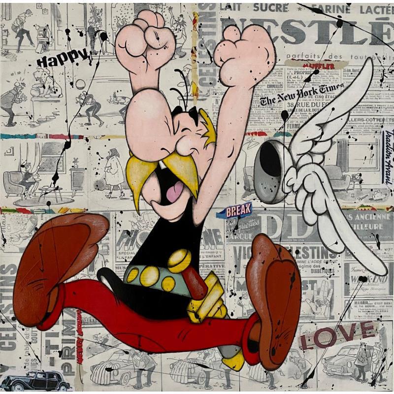 Gemälde Happy Astérix von Marie G.  | Gemälde Pop-Art Acryl Pop-Ikonen