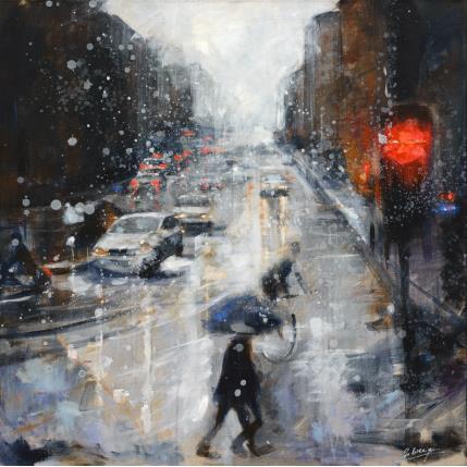 Painting Red lights by Solveiga | Painting Figurative Acrylic Urban