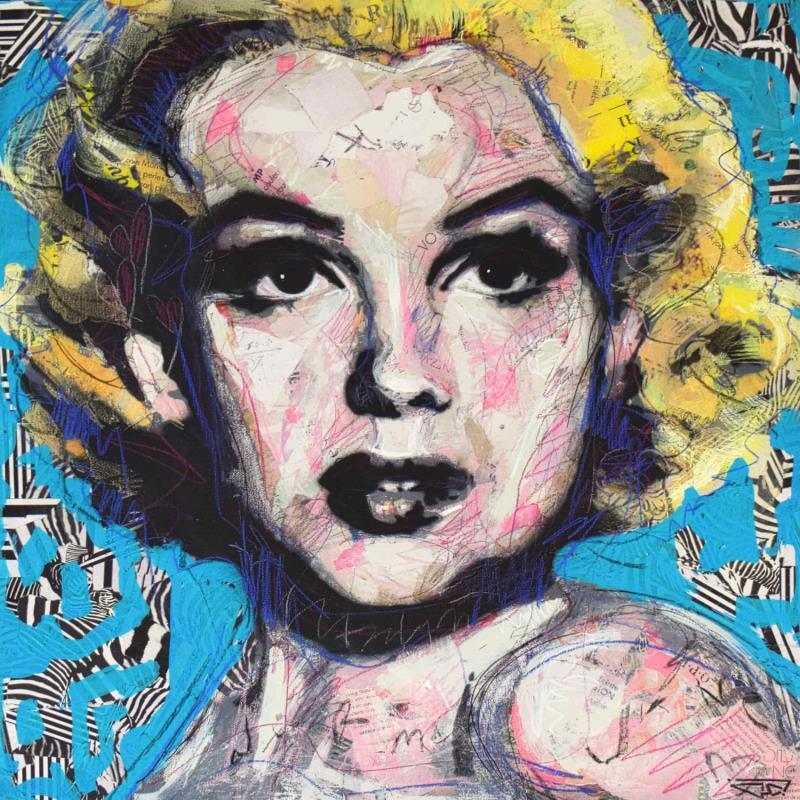 Painting Marilyn Monroe by G. Carta | Painting Pop-art Pop icons Graffiti Acrylic Gluing