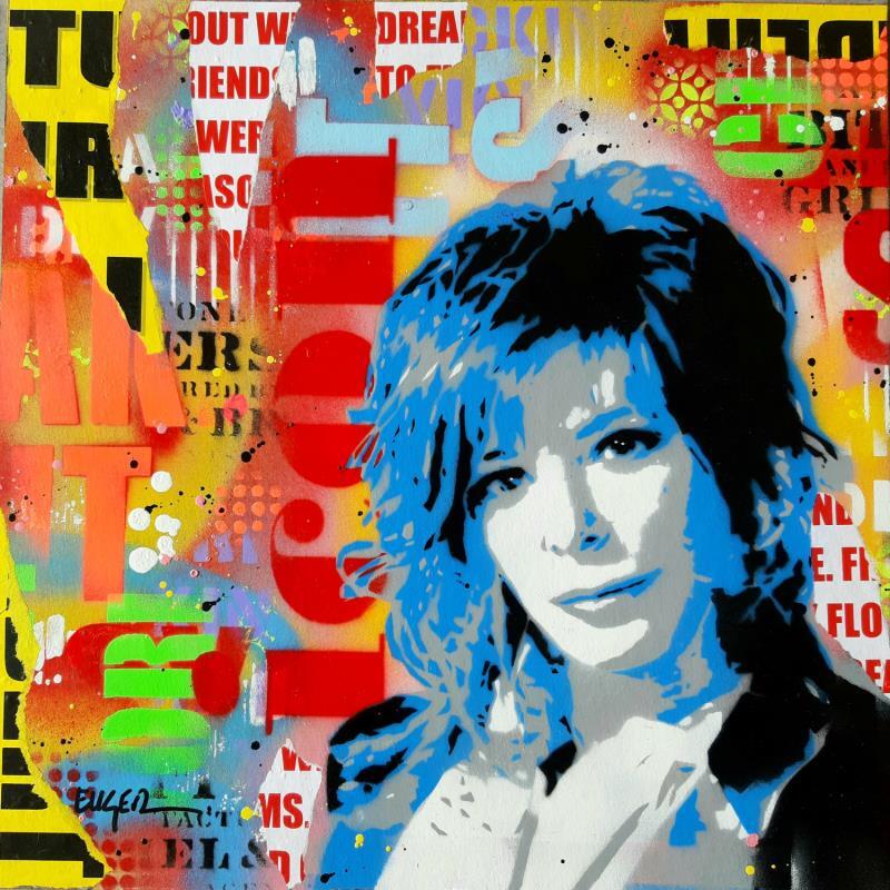 Peinture POP MYLENE par Euger Philippe | Tableau Pop-art Icones Pop Graffiti Carton Acrylique Collage