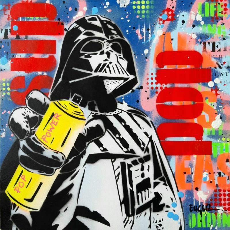 Gemälde DARK VADOR POP POWER von Euger Philippe | Gemälde Pop-Art Pop-Ikonen Graffiti Pappe Acryl Collage
