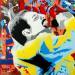 Painting FREDDIE MERCURY by Euger Philippe | Painting Pop-art Pop icons Graffiti Cardboard Acrylic Gluing
