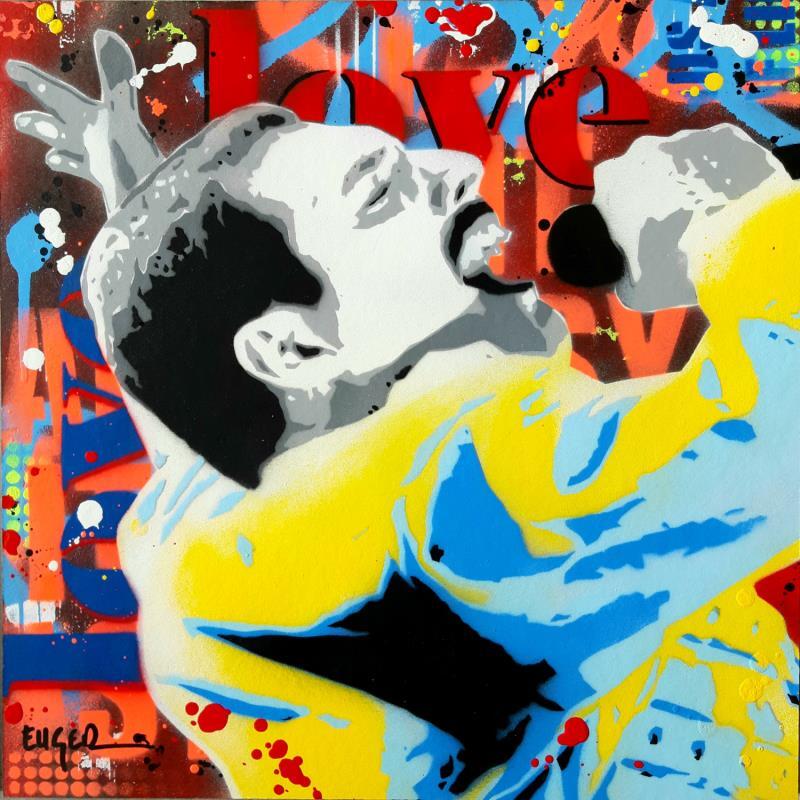 Painting FREDDIE MERCURY by Euger Philippe | Painting Pop-art Acrylic, Cardboard, Gluing, Graffiti Pop icons