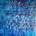 Peinture Fleurs bleues par Caviale Marie | Tableau Abstrait Matiérisme Minimaliste