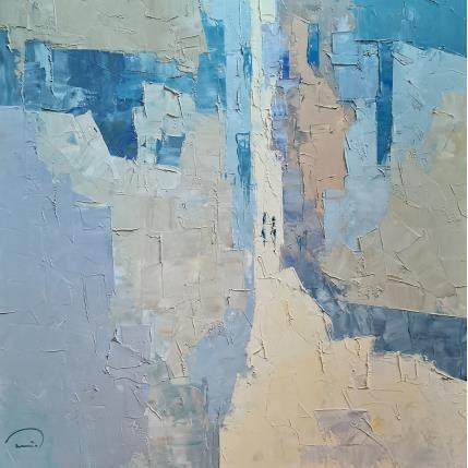 Painting A blue conversation by Tomàs | Painting Abstract Oil Urban