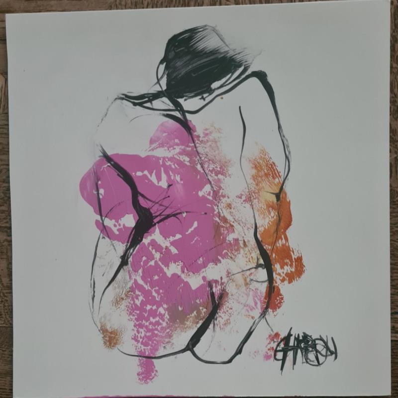 Painting Rose bonbon 3 by Chaperon Martine | Painting Figurative Acrylic Nude
