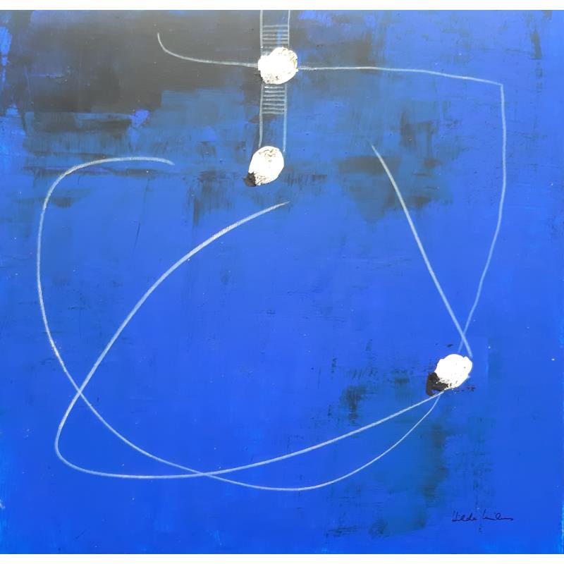 Painting abstract blue C 30 by Wilms Hilde | Painting Abstract Minimalist Cardboard Gluing