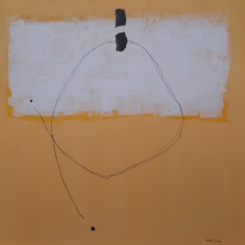 Painting abstract yellow D 16 by Wilms Hilde | Painting Abstract Gluing Minimalist