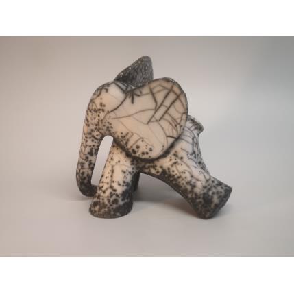 Sculpture L'Éléphant  by Roche Clarisse | Sculpture Classic Raku Animals