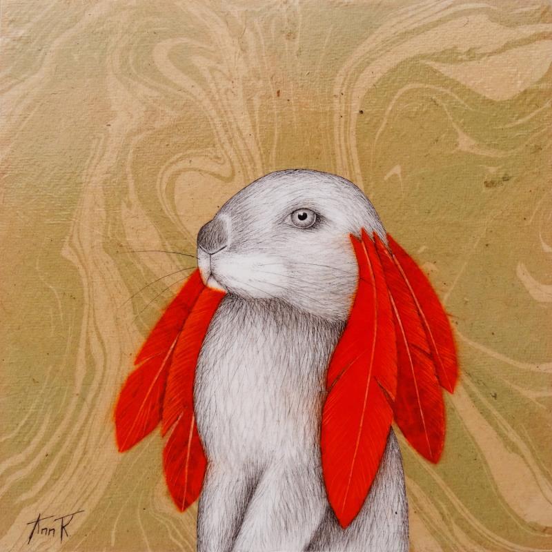 Painting Orange Feathers by Ann R | Painting Naive art Oil Animals, Portrait