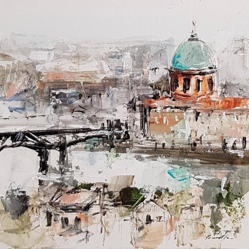 Painting VUE AERIENNE by Poumelin Richard | Painting Figurative Landscapes Urban Mixed