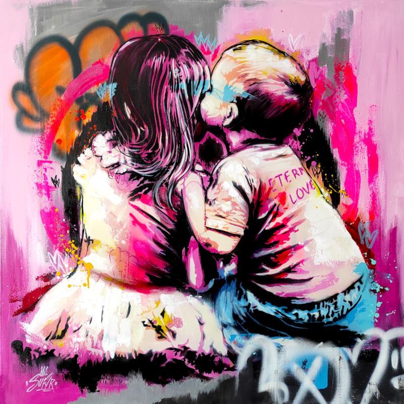 Gemälde Chillhood Sweetheart von Sufyr | Gemälde Street art Alltagsszenen Graffiti Acryl