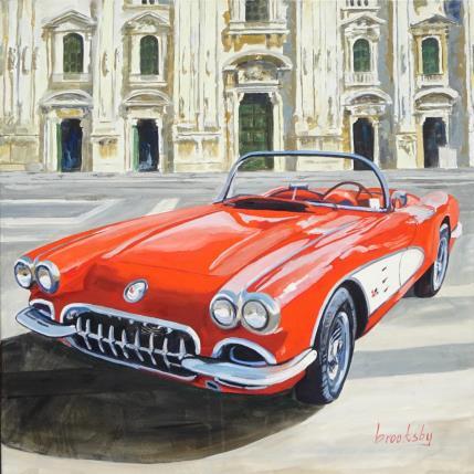 Painting Corvette Party by Brooksby | Painting Figurative Oil Life style, Urban