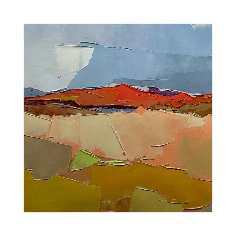 Painting La colline rouge by PAPAIL | Painting Figurative Landscapes Oil