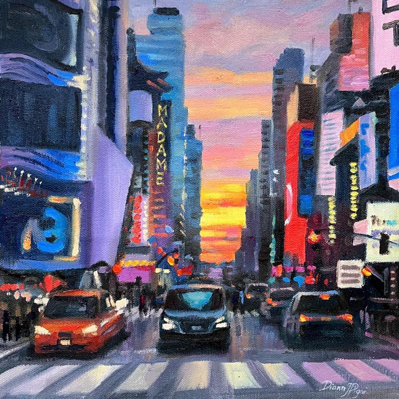 Peinture Sunset in Manhattan par Pigni Diana | Tableau Figuratif Huile Urbain