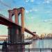 Peinture Brooklyn Bridge par Pigni Diana | Tableau Figuratif Paysages Urbain Marine Huile