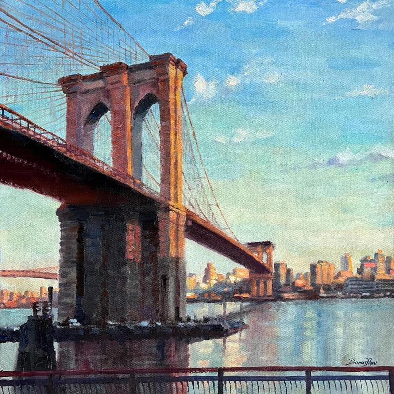 Peinture Brooklyn Bridge par Pigni Diana | Tableau Figuratif Huile Marines, Paysages, Urbain