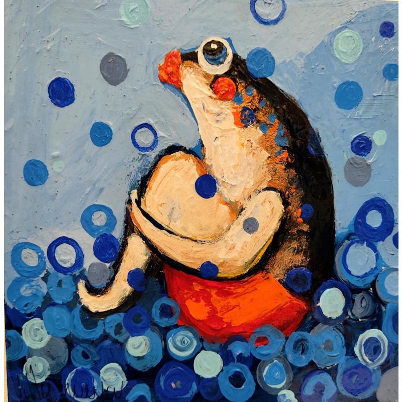 Painting Salto Bomba by Villanueva Puigdelliura Natalia | Painting Figurative Life style Animals Cardboard Oil