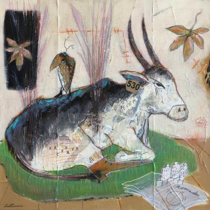 Gemälde Rêve et réalité von Colin Sylvie | Gemälde Art brut Acryl, Collage, Pastell Tiere
