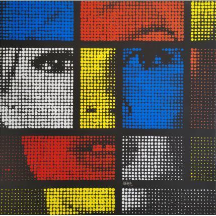 Gemälde Bardot Mondrian  von Wawapod | Gemälde Pop-Art Acryl, Posca Kino, Porträt
