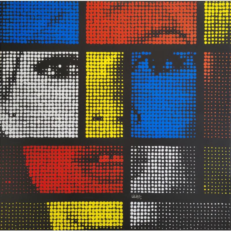 Painting Bardot Mondrian  by Wawapod | Painting Pop-art Acrylic, Posca Cinema, Portrait