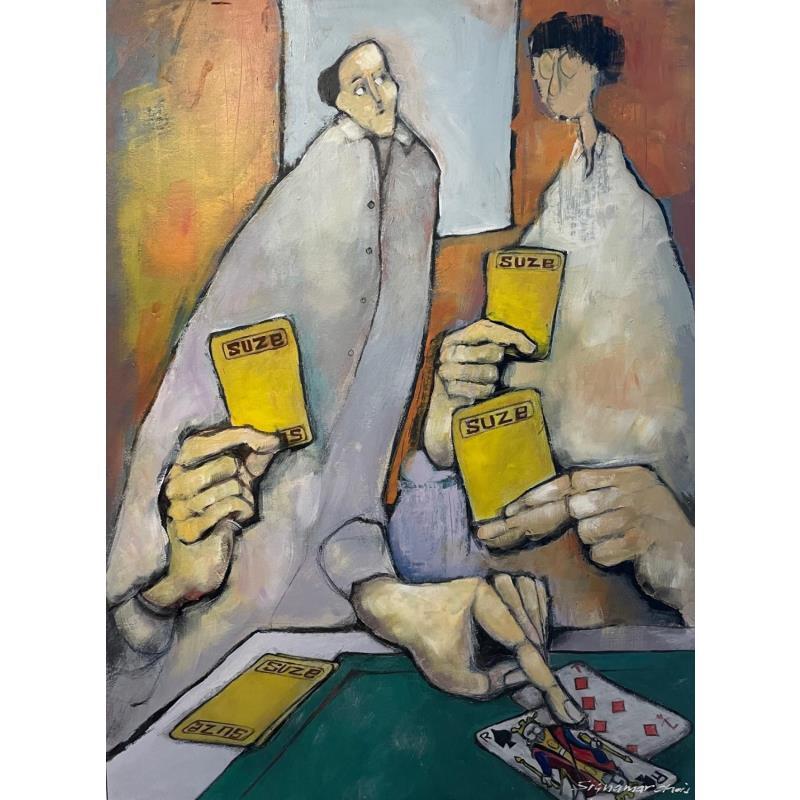 Painting La partie de cartes by Signamarcheix Bernard | Painting Raw art Oil Life style
