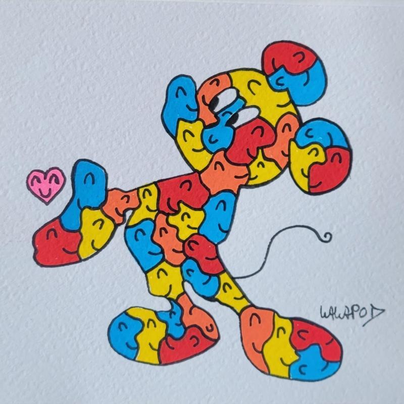 Painting Mini Mickey Happy / Cœur  by Wawapod | Painting Pop-art Acrylic, Posca Pop icons