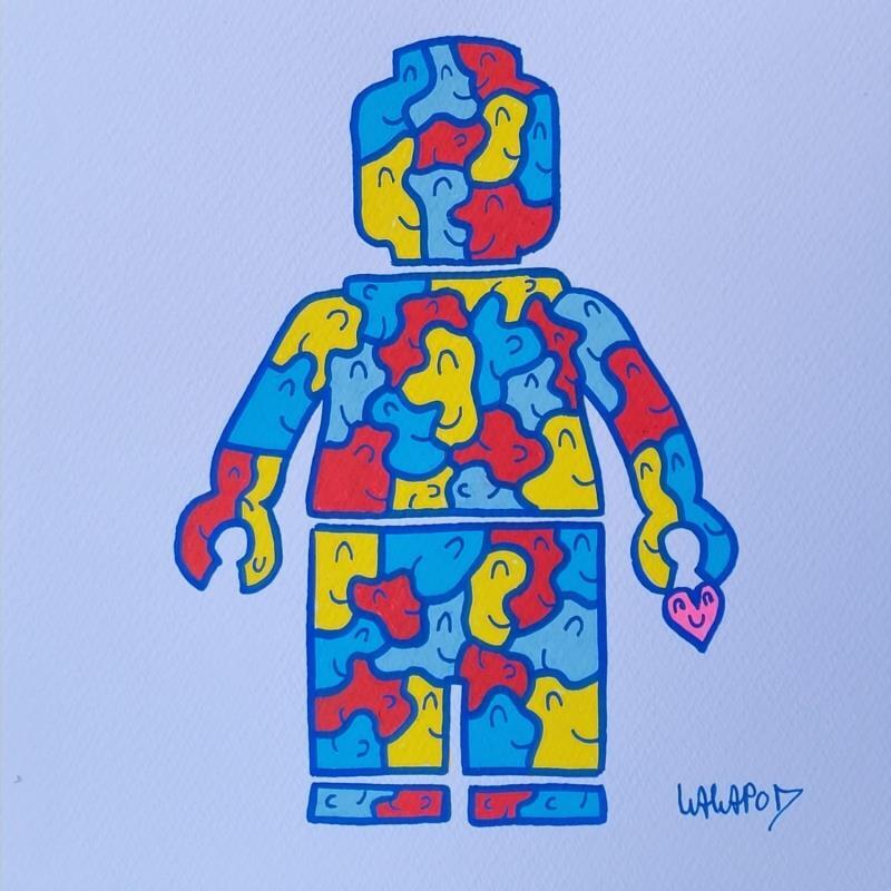 Painting Happy Lego / Cœur  by Wawapod | Painting Pop art Acrylic, Posca Pop icons