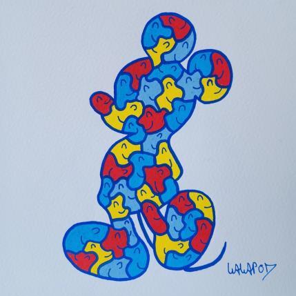 Gemälde Happy Mickey von Wawapod | Gemälde Pop-Art Acryl, Posca Pop-Ikonen